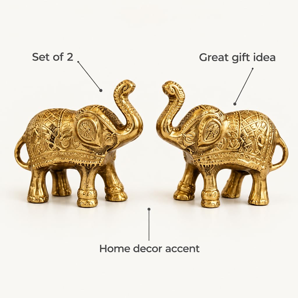 Gold Elephant Figurines Set of 2 – view 5