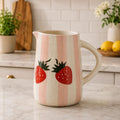 Ceramic Pitcher Jug - Flowers, Strawberry Charming Home Decor Milk jJug (Aesthetic Flower)
