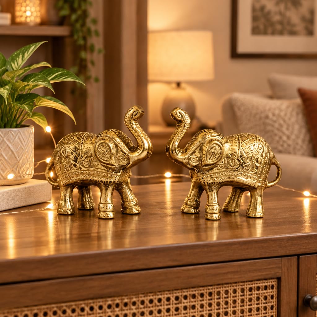 Gold Elephant Figurines Set of 2 – view 4
