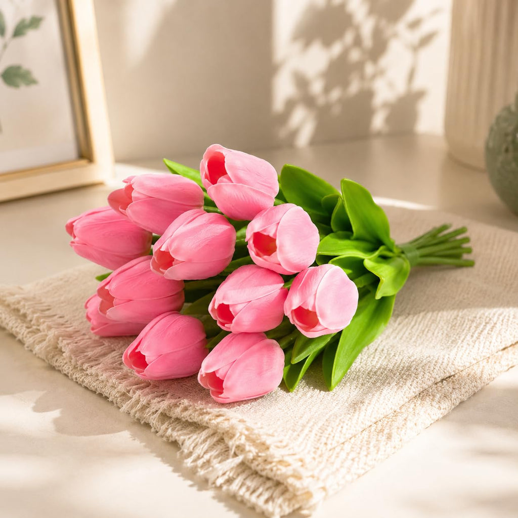 Artificial Pink Tulip Bouquet Set of 10