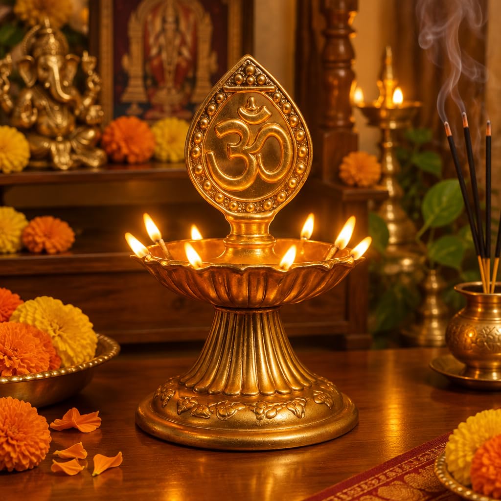Om Symbol Brass Oil Lamp – view 2