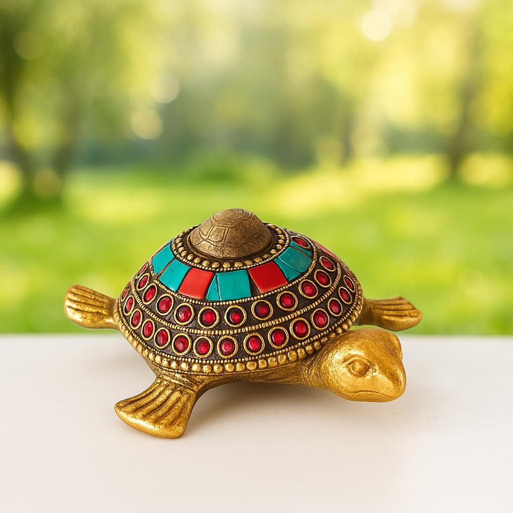 Manifested Decor Turtle, Good Luck for Home, Feng Shui Tortoise, Showpiece for Good Luck, Turtle Vastu Gift for Career and Luck, Home Decoration (Brown)