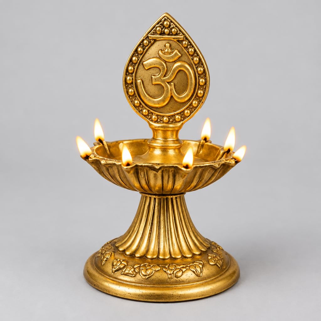 Om Symbol Brass Oil Lamp – view 3