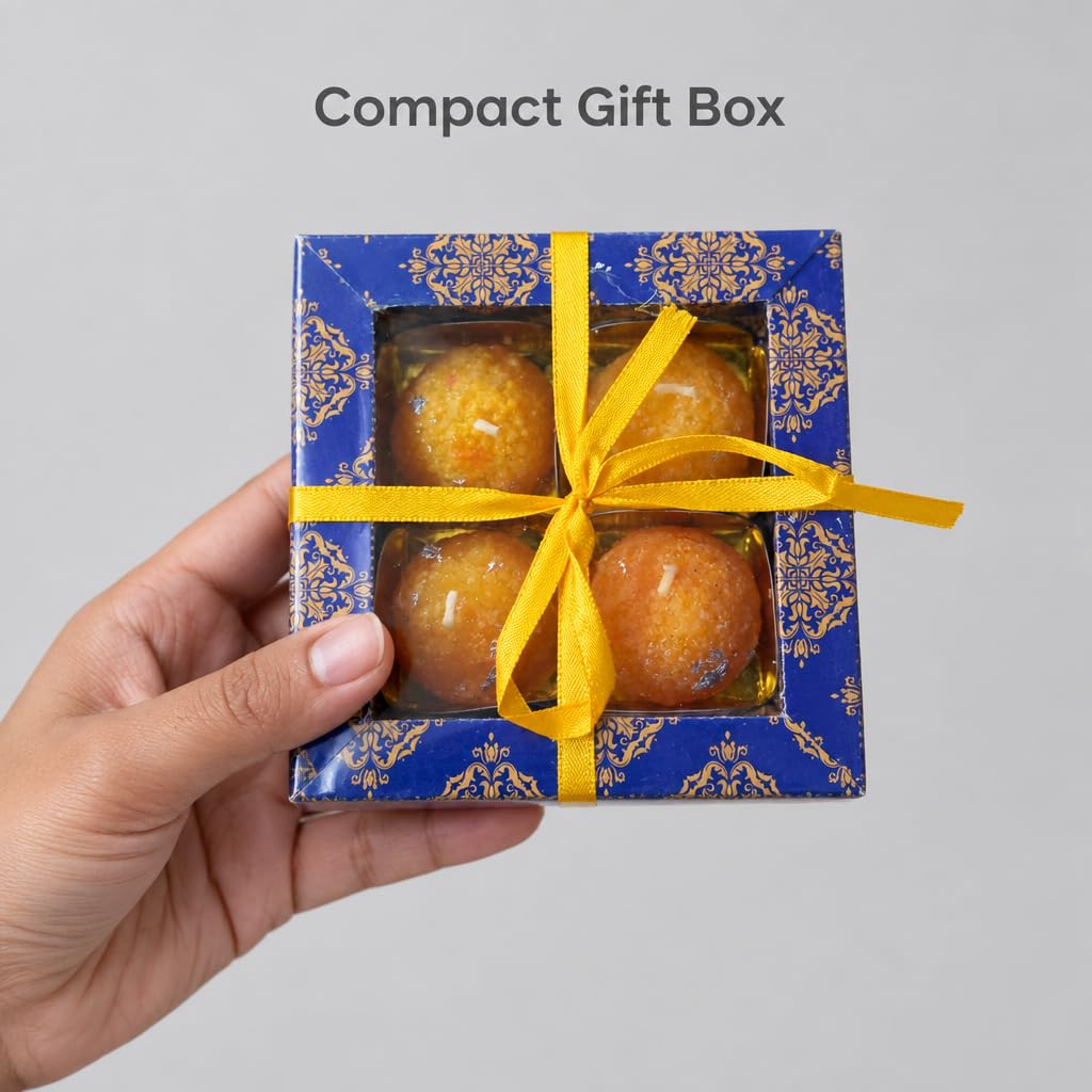 Decorative Moti Choor Bundhi Ladoo Candles with Silver Accents – view 8