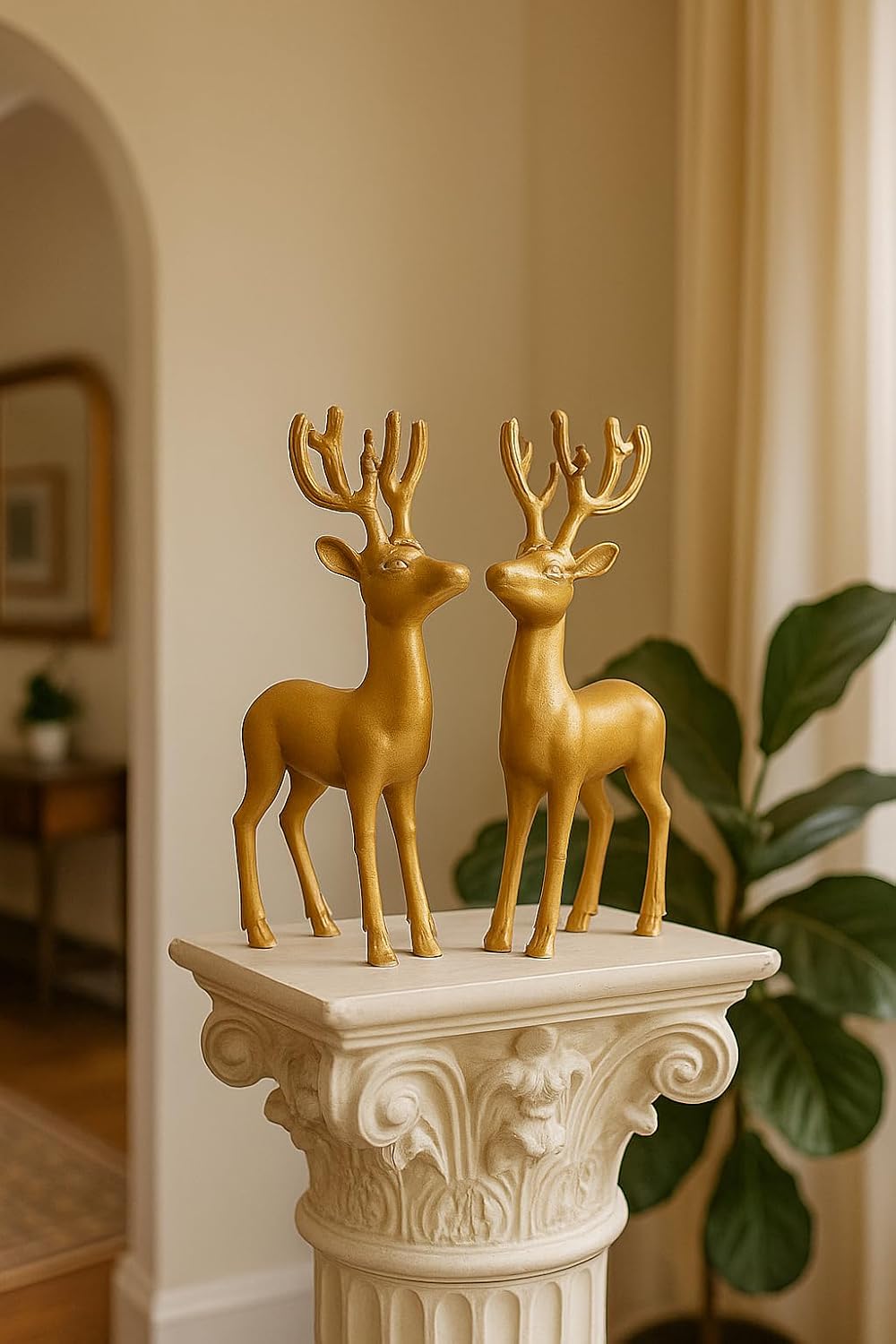 Decorative Gold Reindeer Figurines – view 3