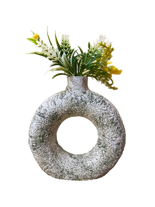 Manifested Decor - Ceramic White Donut Vase for Home Decor, Elegant Style, Perfect for Living Room, Bedroom, Office & Wedding Decoration, Ceramic vases for Home Decor.