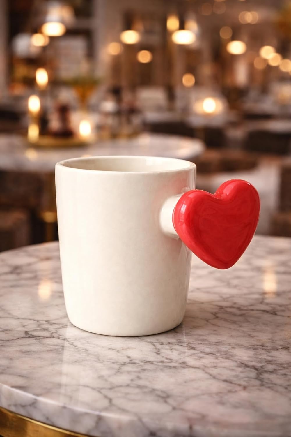 Manifested Decor Coffee Mug with Red Heart Handle, White Ceramic Cup, Novelty Design, Gift Idea