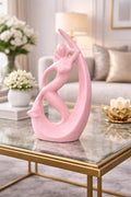 Ceramic Mermaid Sculpture, Pink, Abstract Figurine, Glossy Finish, Home Decor
