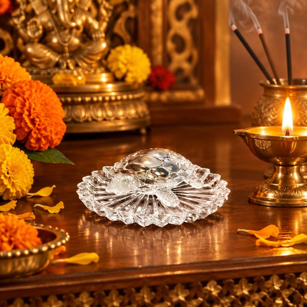 Crystal Glass Turtle Figurine on Lotus Base – view 3