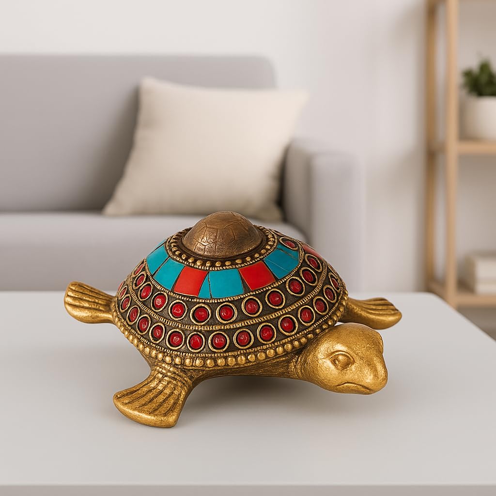 Manifested Decor Turtle, Good Luck for Home, Feng Shui Tortoise, Showpiece for Good Luck, Turtle Vastu Gift for Career and Luck, Home Decoration (Brown)