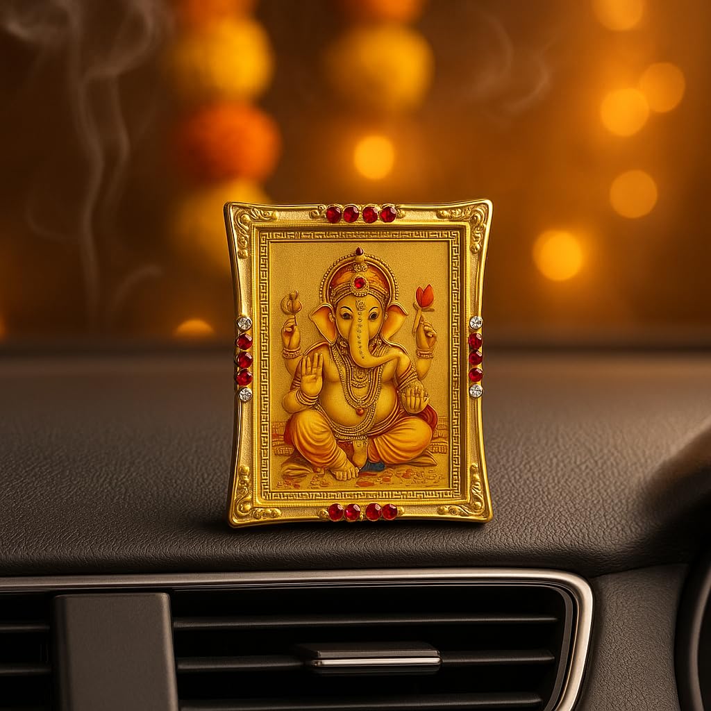 Manifested Decor Ganesha Idol Car Dashboard, Ganesha Idol for Home Decor, Ganesh Ji Murti for Home Decor Puja, Lord Ganesh Statue, Gift for Office Desk, Puja Room Figurine