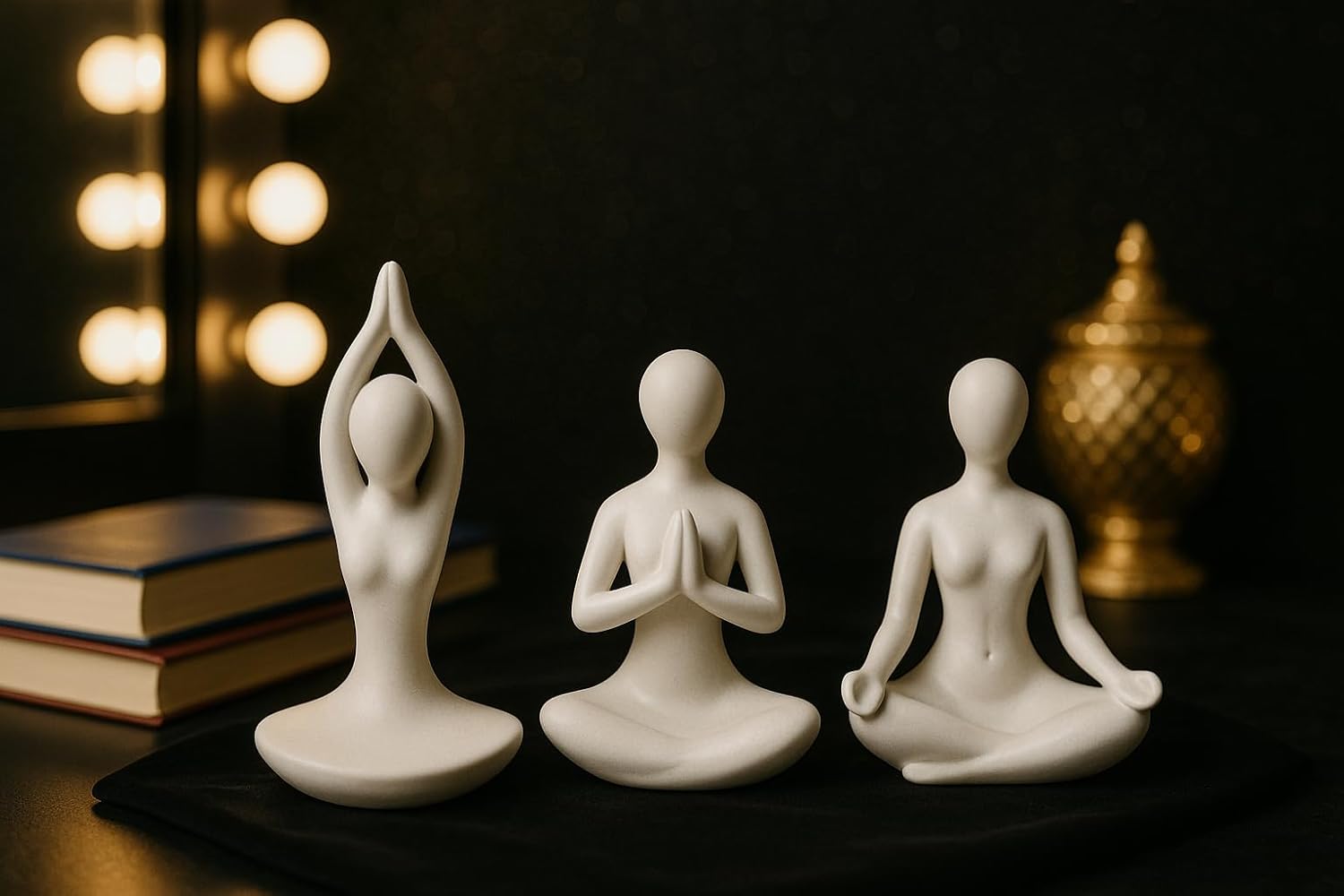 Yoga Figurine Set – Minimalist Resin Meditation Statues | Modern Zen Decor for Home, Office, Shelf & Gift | Serenity & Mindfulness Sculpture (3-Piece Set)