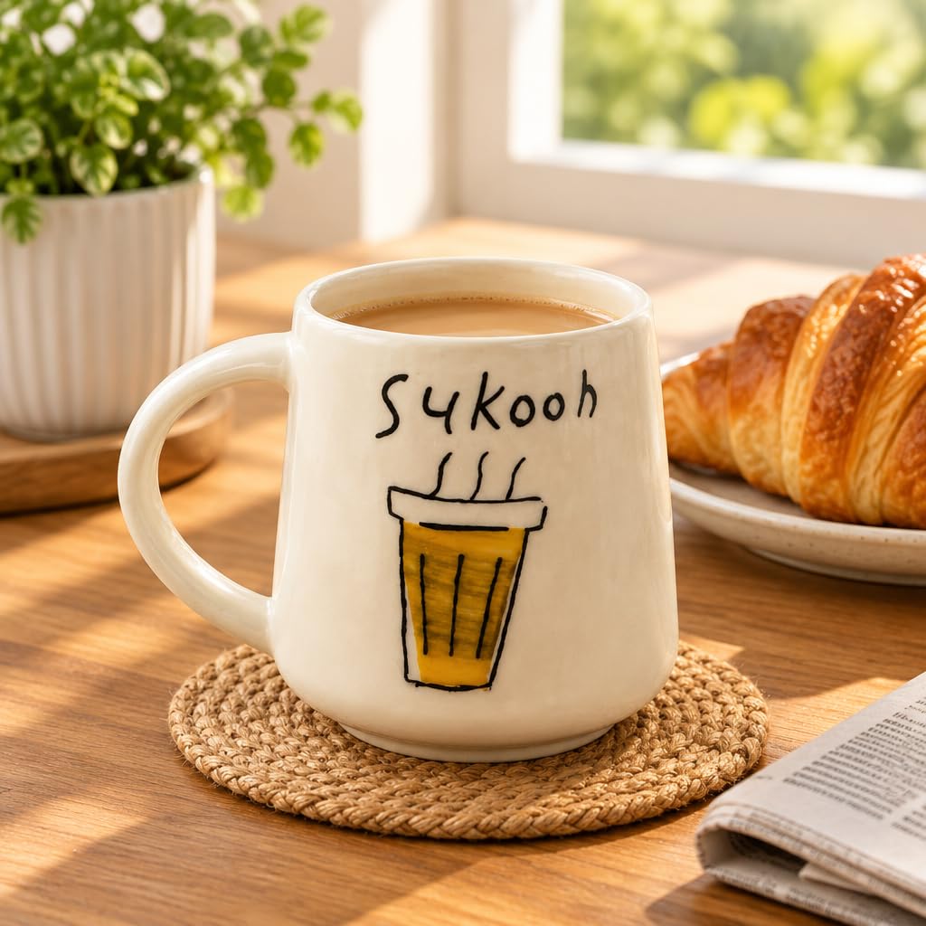 Chai Ceramic Mug with Hand-Painted Hindi Art – view 2