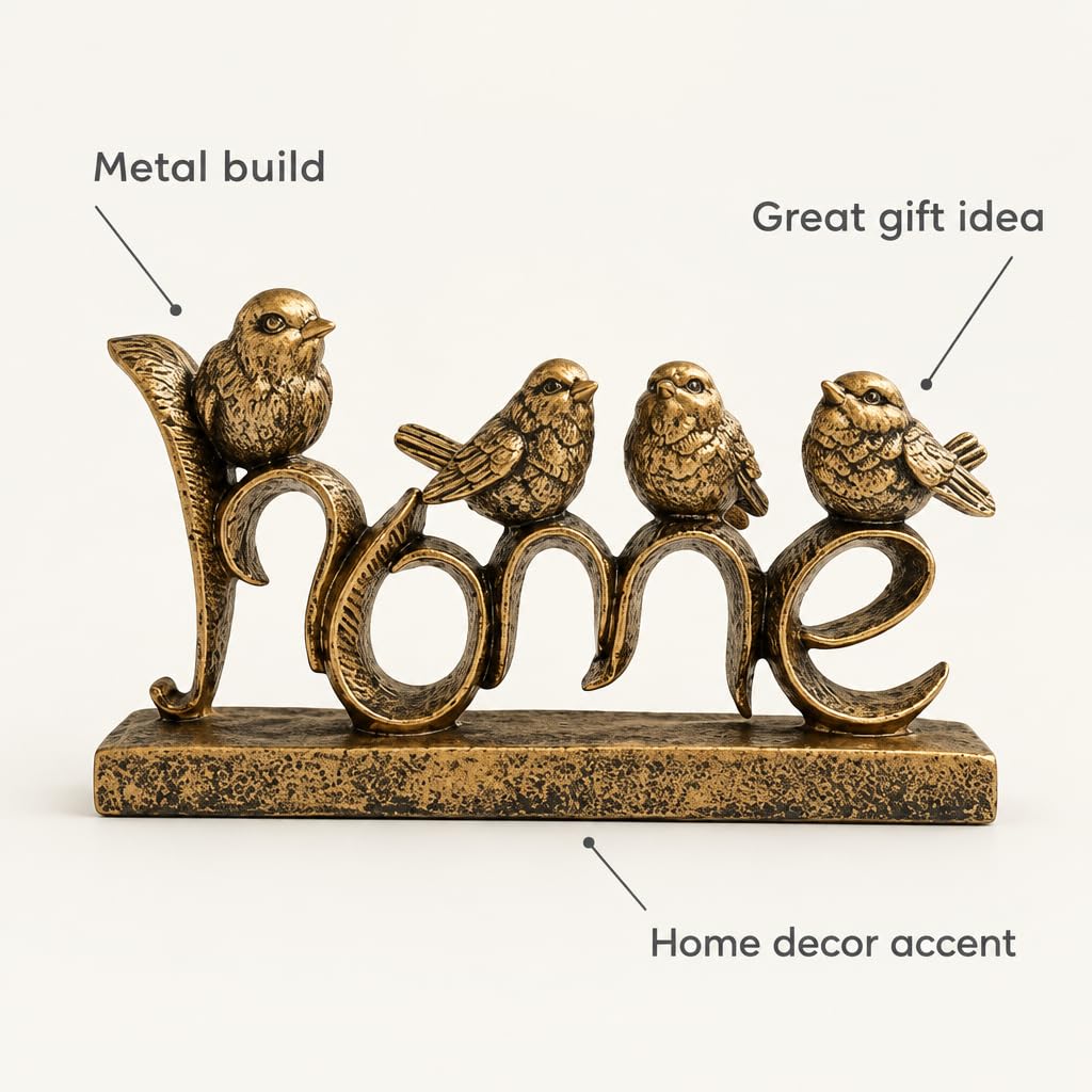 Home Birds Sculpture, Gold Finish – view 6