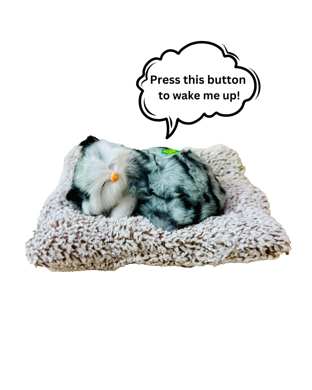 Sleeping Cat Plush Toy with Press Simulation Sound, Stuffed Cat Animal Fur Soft Toys with Sound for Kids Car Dashboard Cat & Office Desk Decoration (Brown Black Strip)