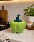 Bell Pepper Shaped Ceramic Storage Jar with Lid