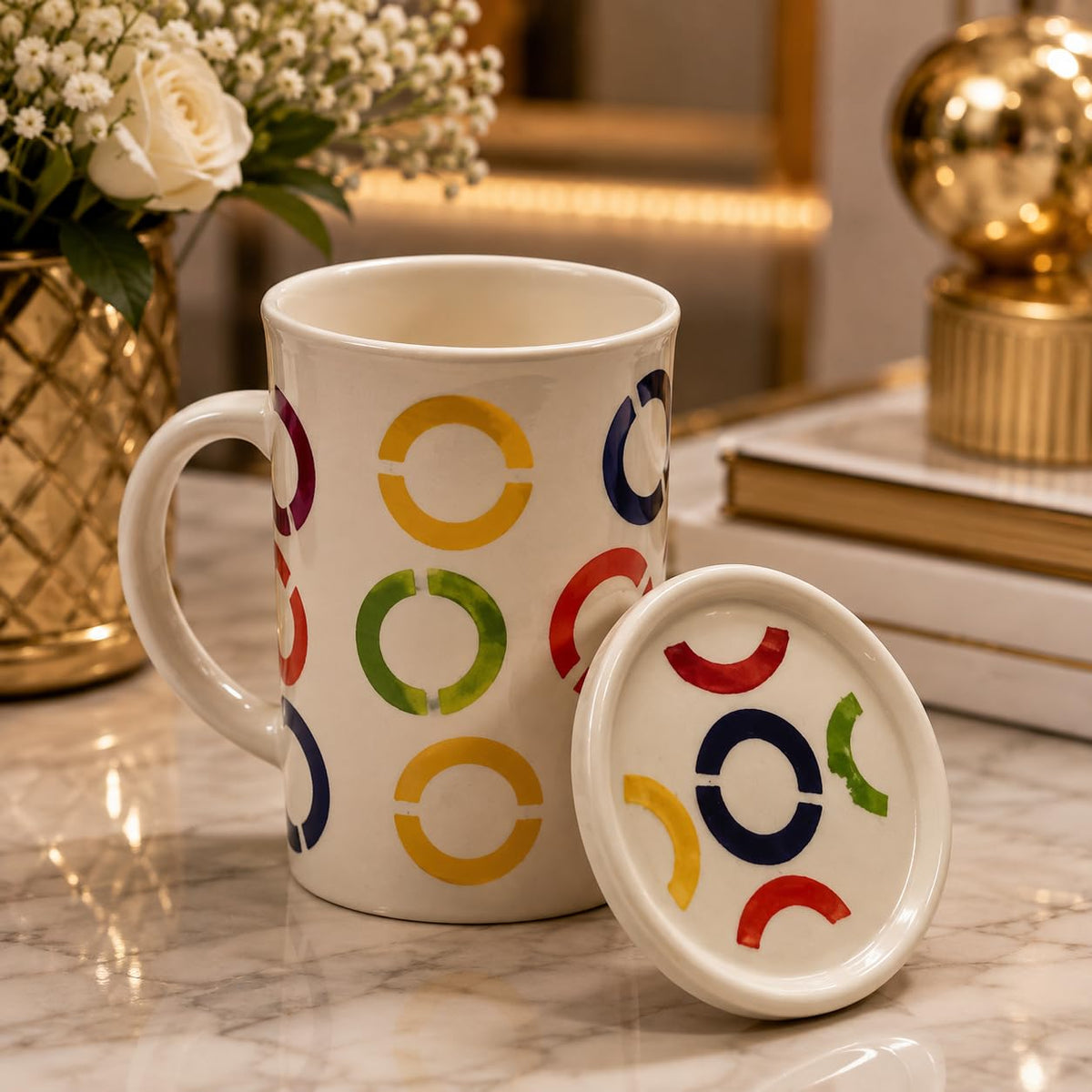 Ceramic Coffee Mug with Lid – view 2