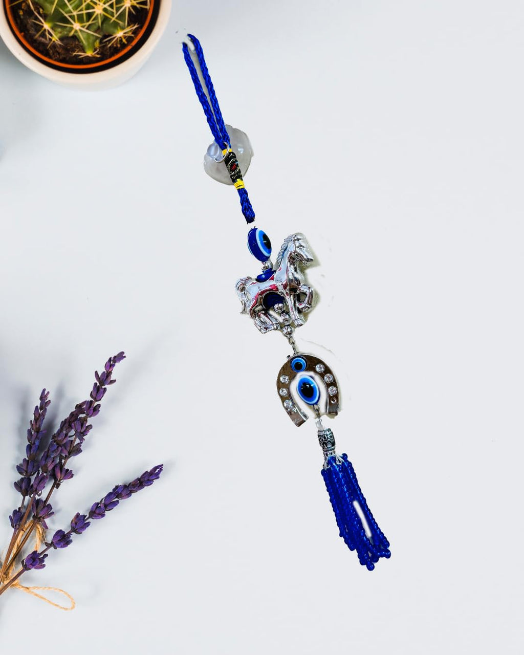 Evil Eye Wall Hanging – Protection Charm | Elephant, Owl & Horse Variants for Home & Office (Evil Eye Horse and Shoe Wall Hanging)