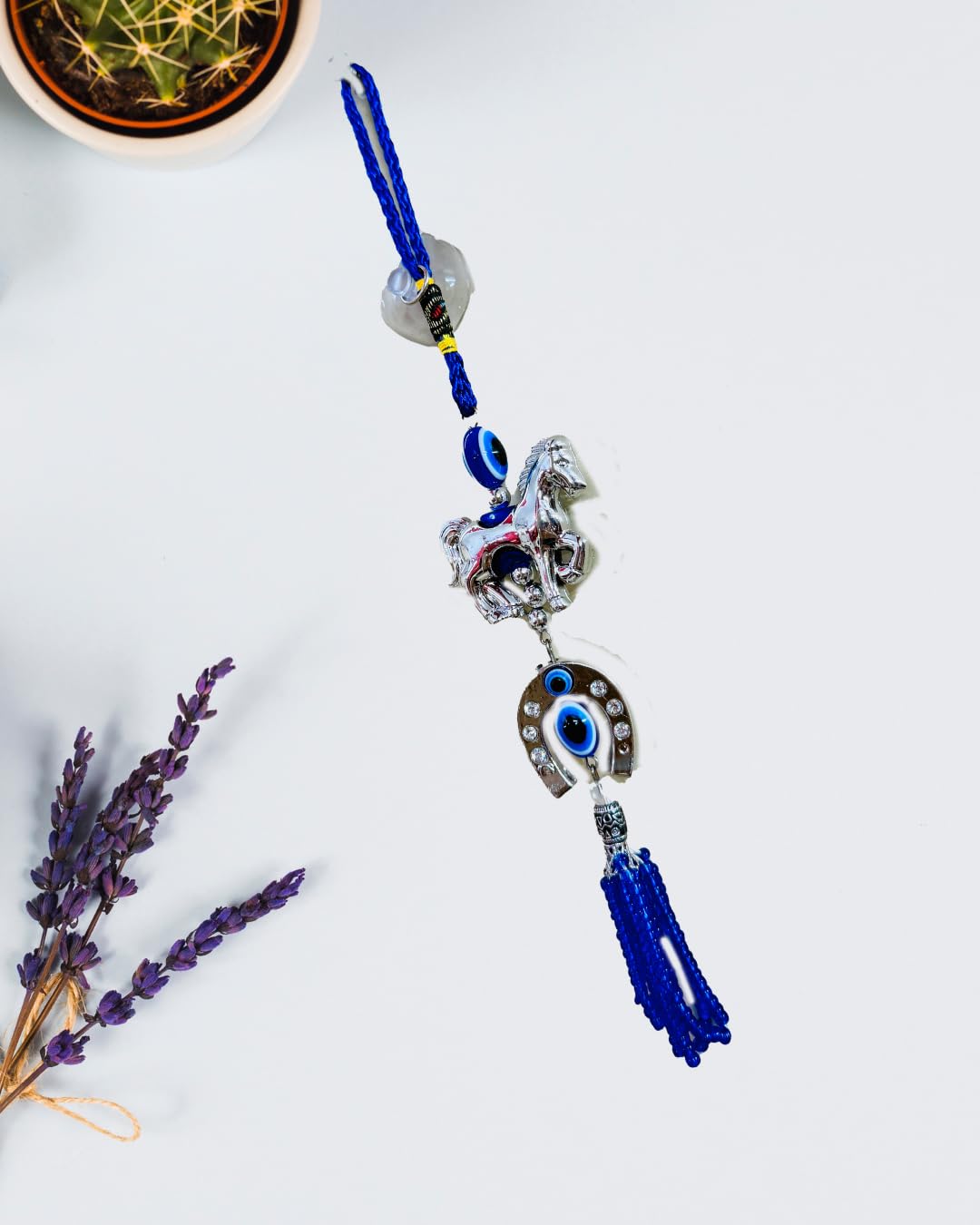 Evil Eye Wall Hanging – Protection Charm | Elephant, Owl & Horse Variants for Home & Office (Evil Eye Horse and Shoe Wall Hanging)