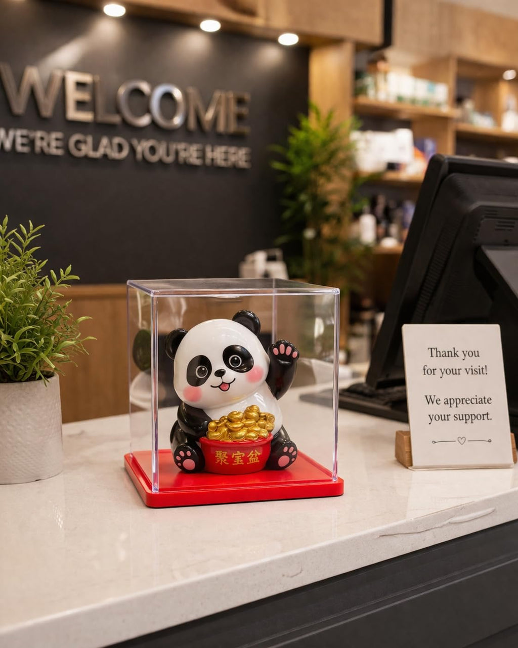 Solar Powered Lucky Panda Figurine – view 2