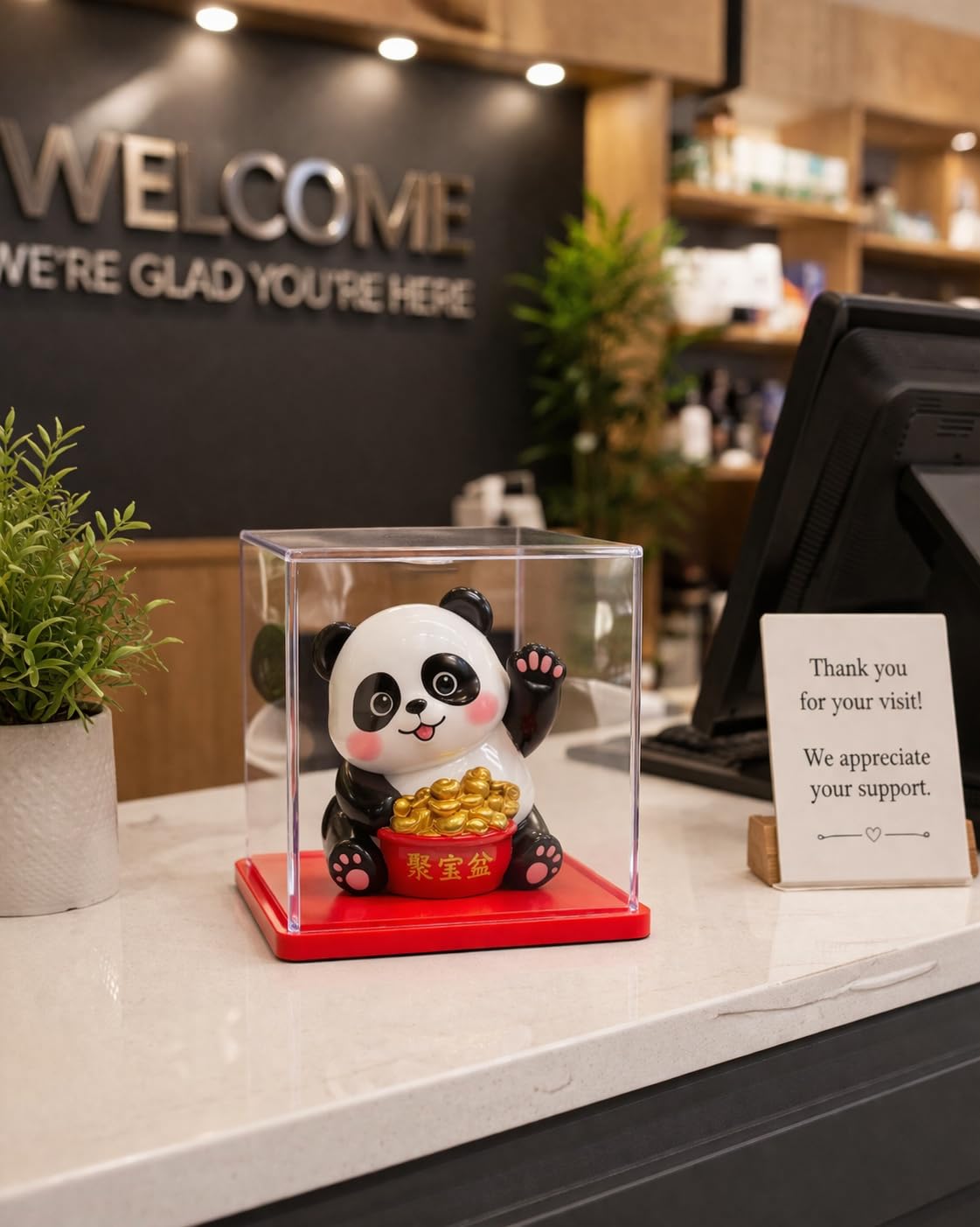 Solar Powered Lucky Panda Figurine – view 2