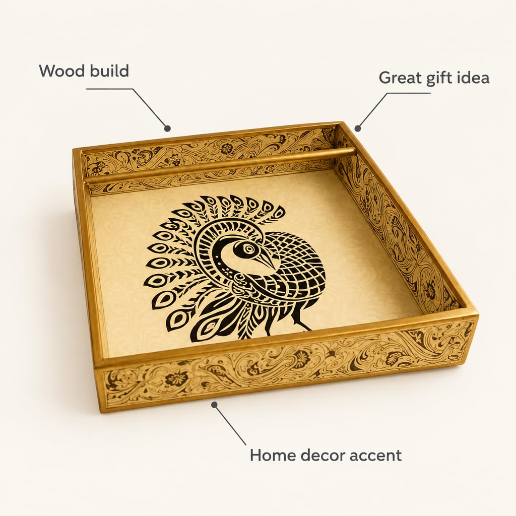 Decorative Wooden Tissue Box with Peacock Design – view 5
