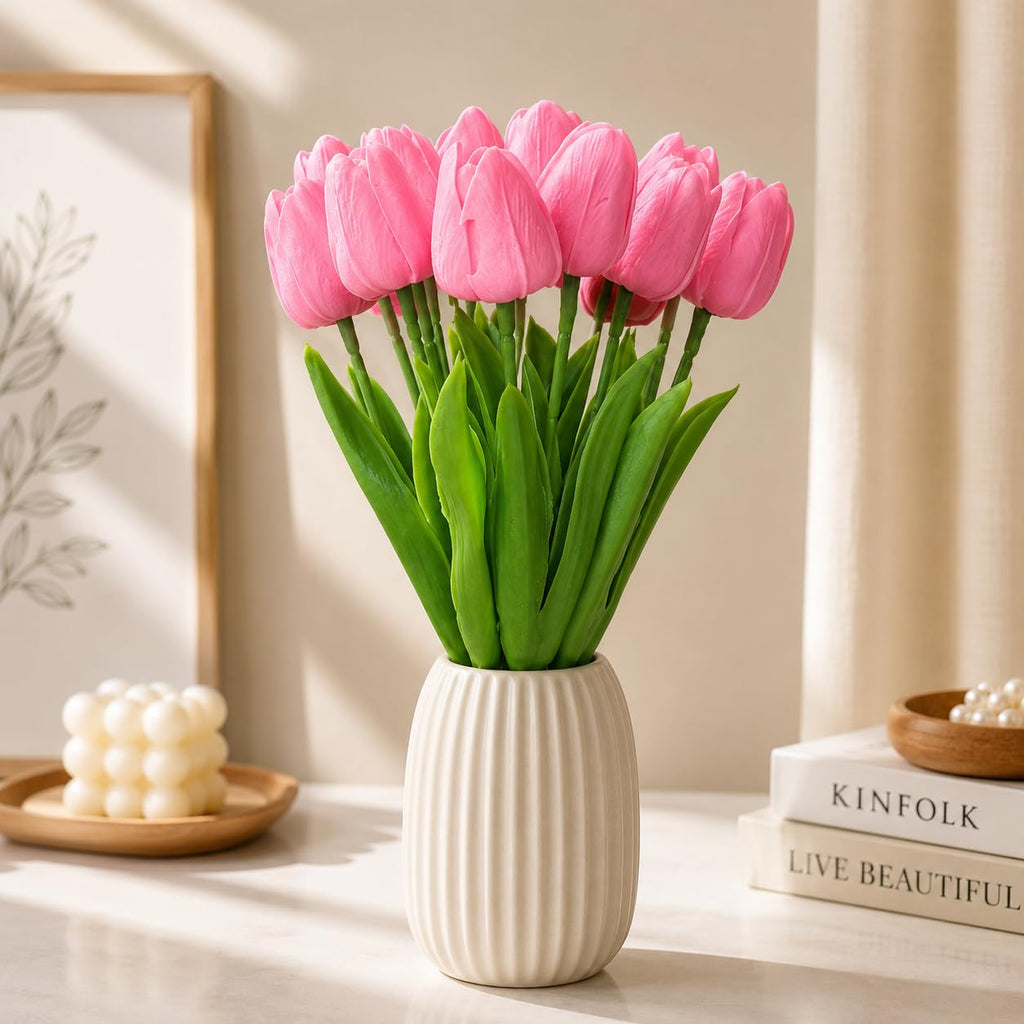 Artificial Pink Tulip Bouquet Set of 10
