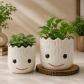 Ceramic Planter Set of 2 with Groot Face Design