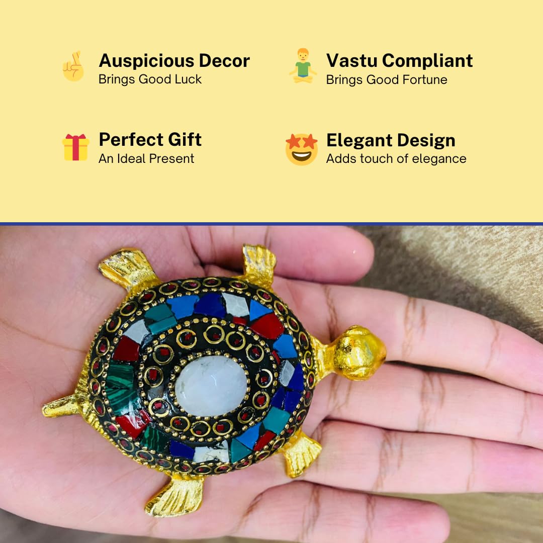Manifested Decor Turtle, Good Luck for Home, Feng Shui Tortoise, Showpiece for Good Luck, Turtle Vastu Gift for Career and Luck, Home Decoration (Brown)