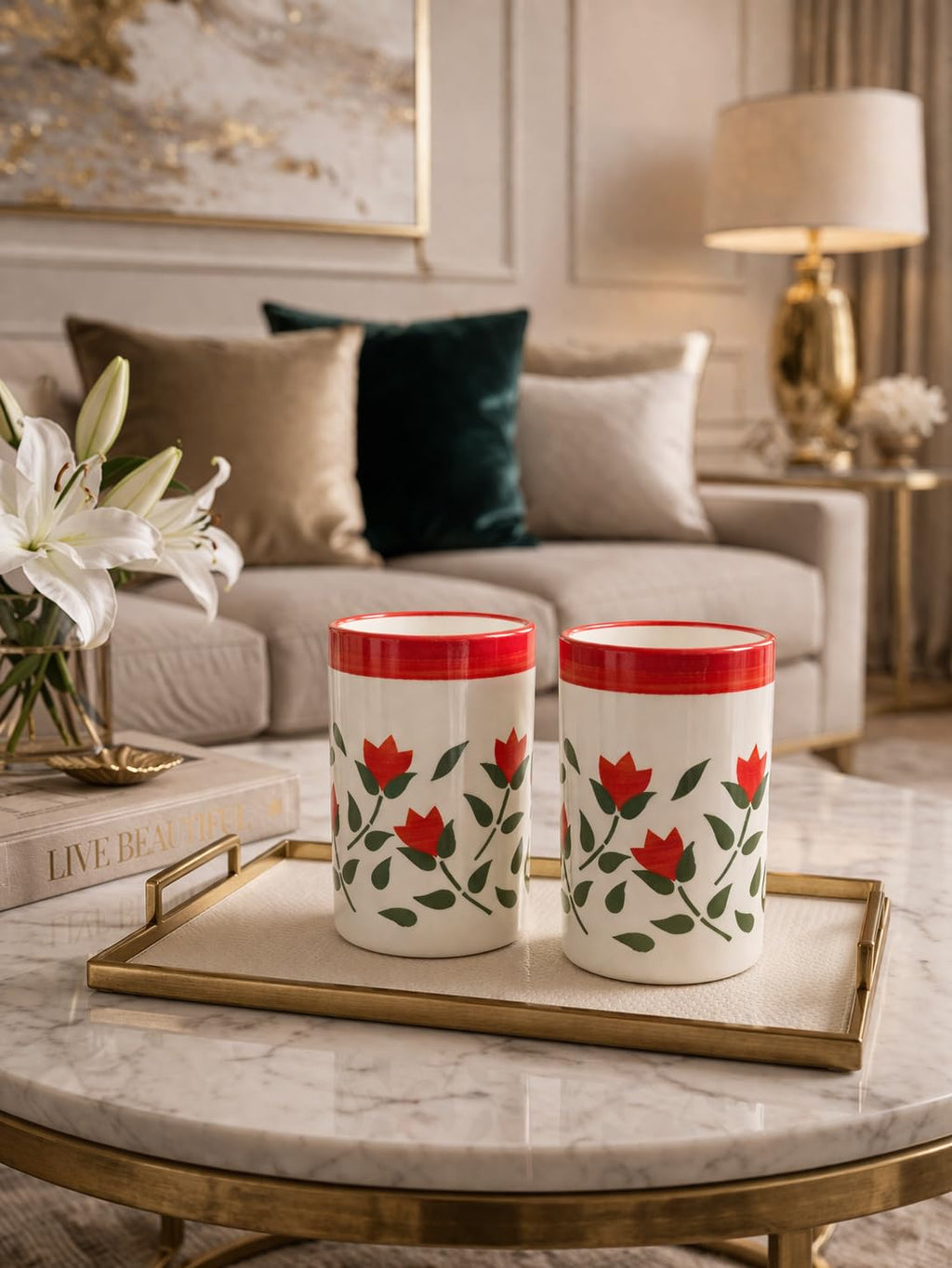 Ceramic Cylindrical Cup Set of 2