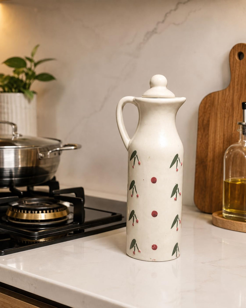 Ceramic Oil Dispenser Bottle with Lid – view 2