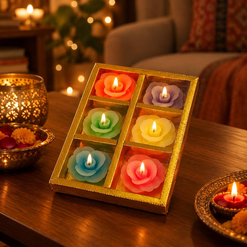 Decorative Rose Shaped Floating Candles – view 2