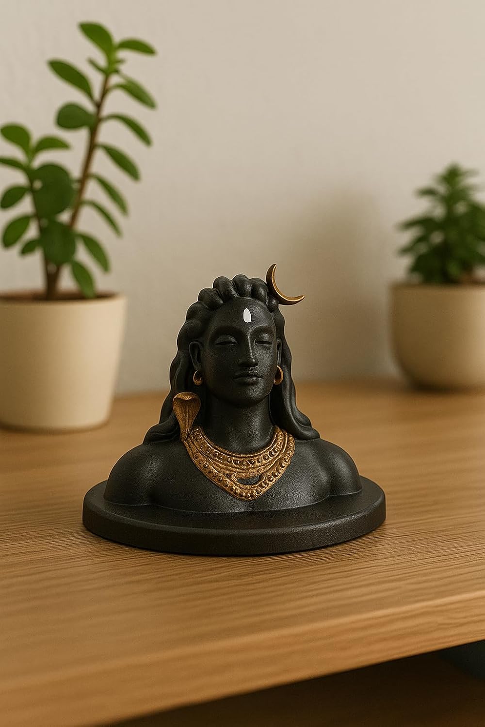 Lord Shiva Car Dashboard Statue, Black and Gold, Decorative Religious Idol Home Decor