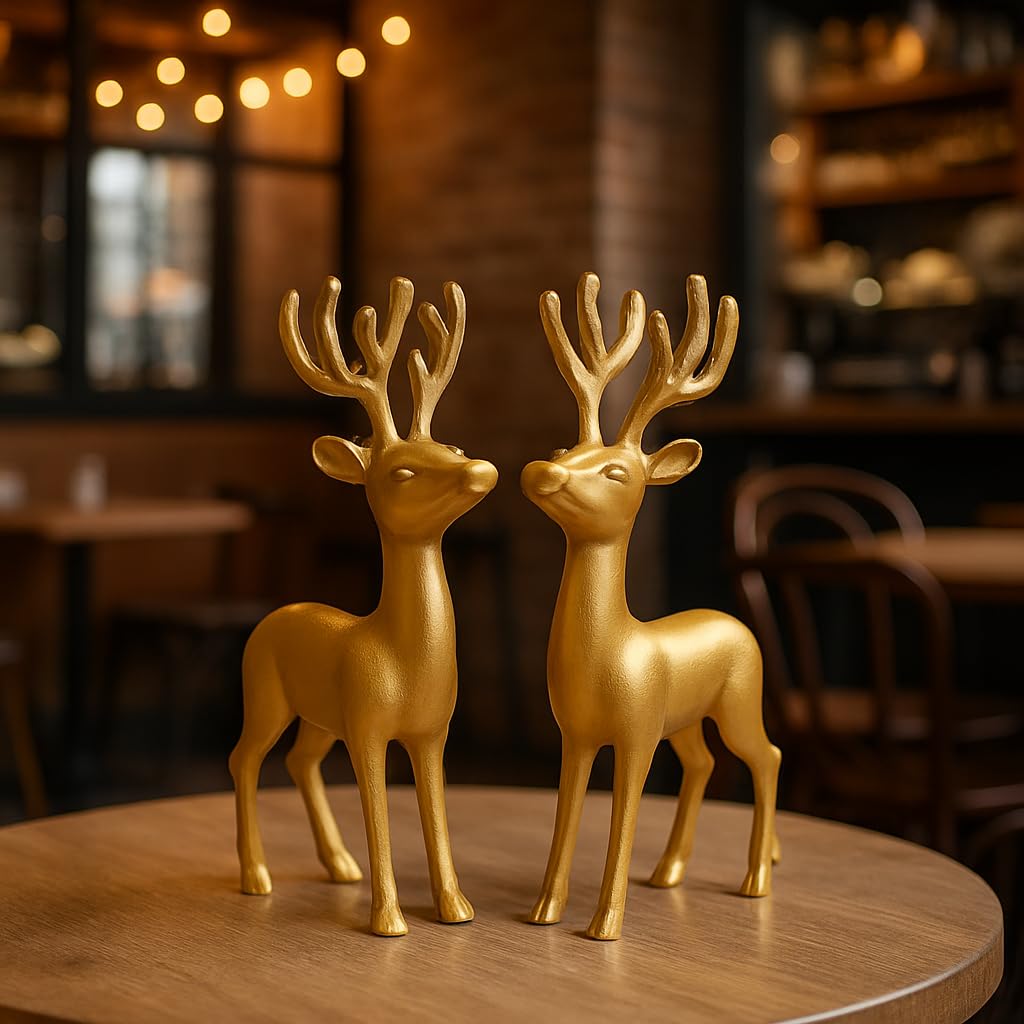 Decorative Gold Reindeer Figurines – view 2