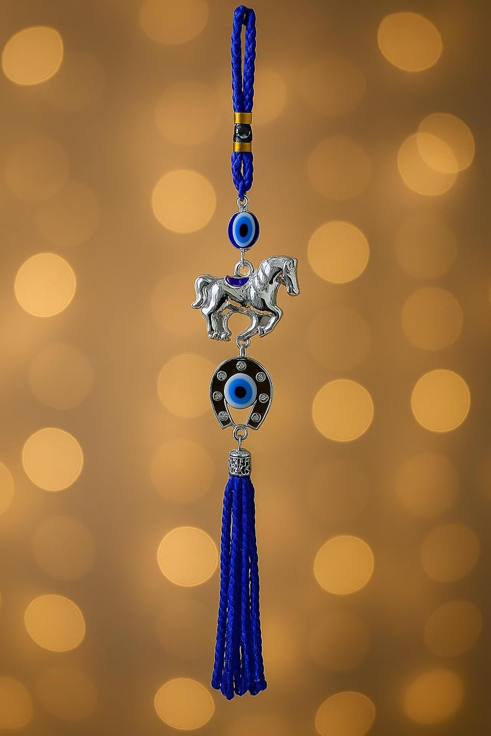 Evil Eye Wall Hanging – Protection Charm | Elephant, Owl & Horse Variants for Home & Office (Evil Eye Horse and Shoe Wall Hanging)