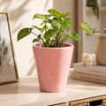 Pink Ceramic Planter Pot, Glossy Finish, Indoor Home Decor | Glazed Ceramic, Tapered Design, Indoor Plant Pot, Tabletop Decor, Blush Pink Colour