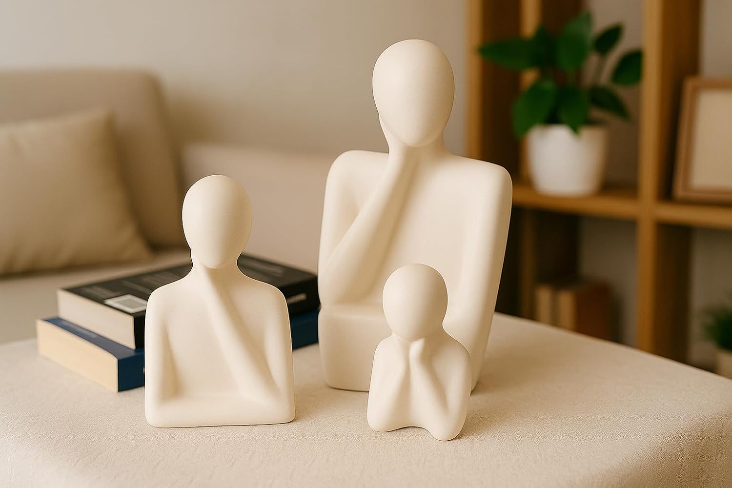 Modern Abstract Family Sculpture Set, White Ceramic Figurines, Contemporary Home Decor, Set of 3 | Ideal for Gifts, Birthdays, Weddings, Anniversary | Office Decor