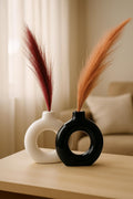 Manifested Decor - Ceramic Black White Donut Vase Combo for Home Decor, Elegant Style, Perfect for Living Room, Bedroom, Office & Wedding Decoration