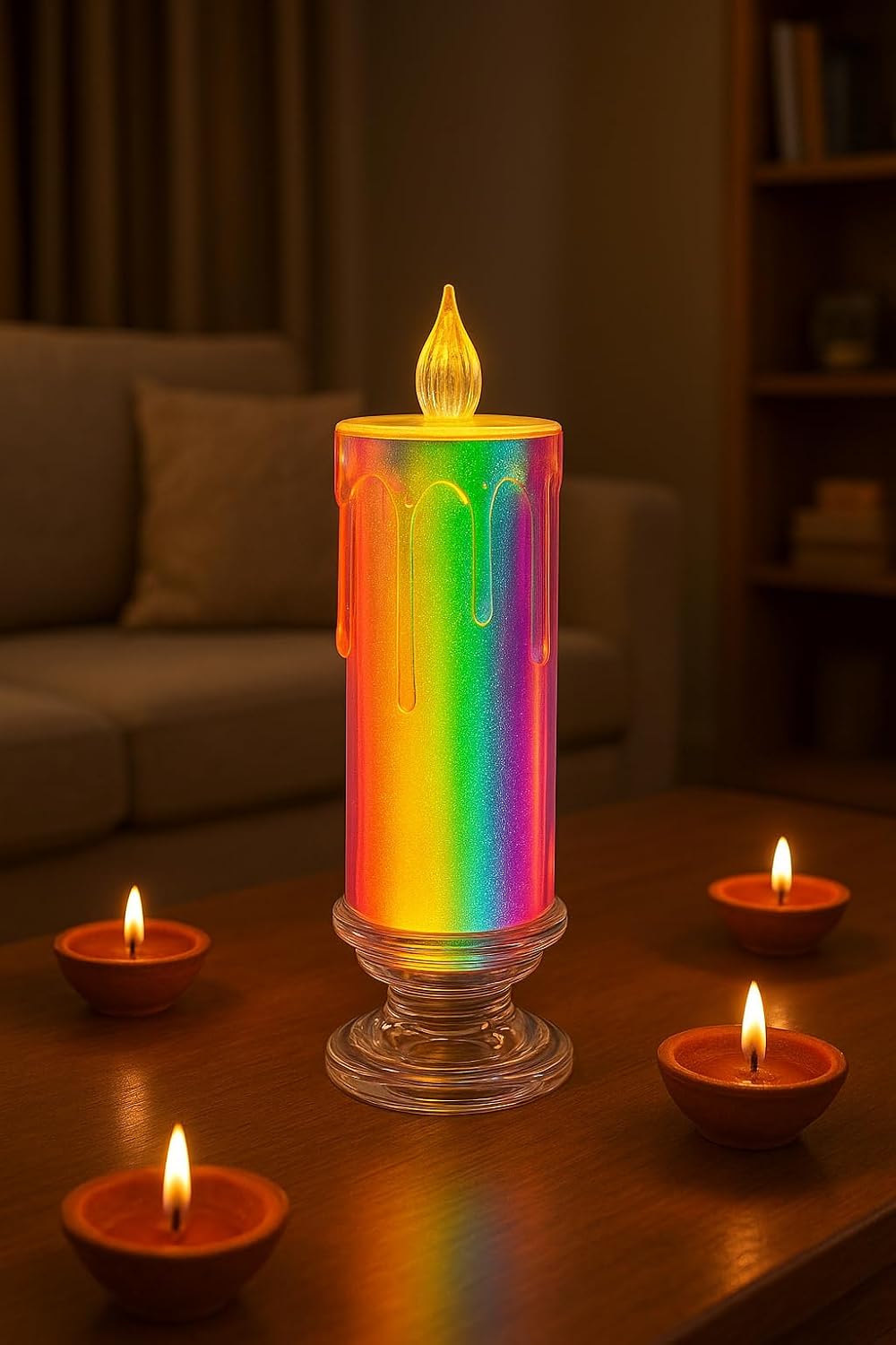 LED Rainbow Colour Changing Flameless Candle – view 2