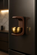 Magnetic Brass Bell with Wooden Frame – Luxury Fridge Magnet Decor for Home Decor, Living Room, Item