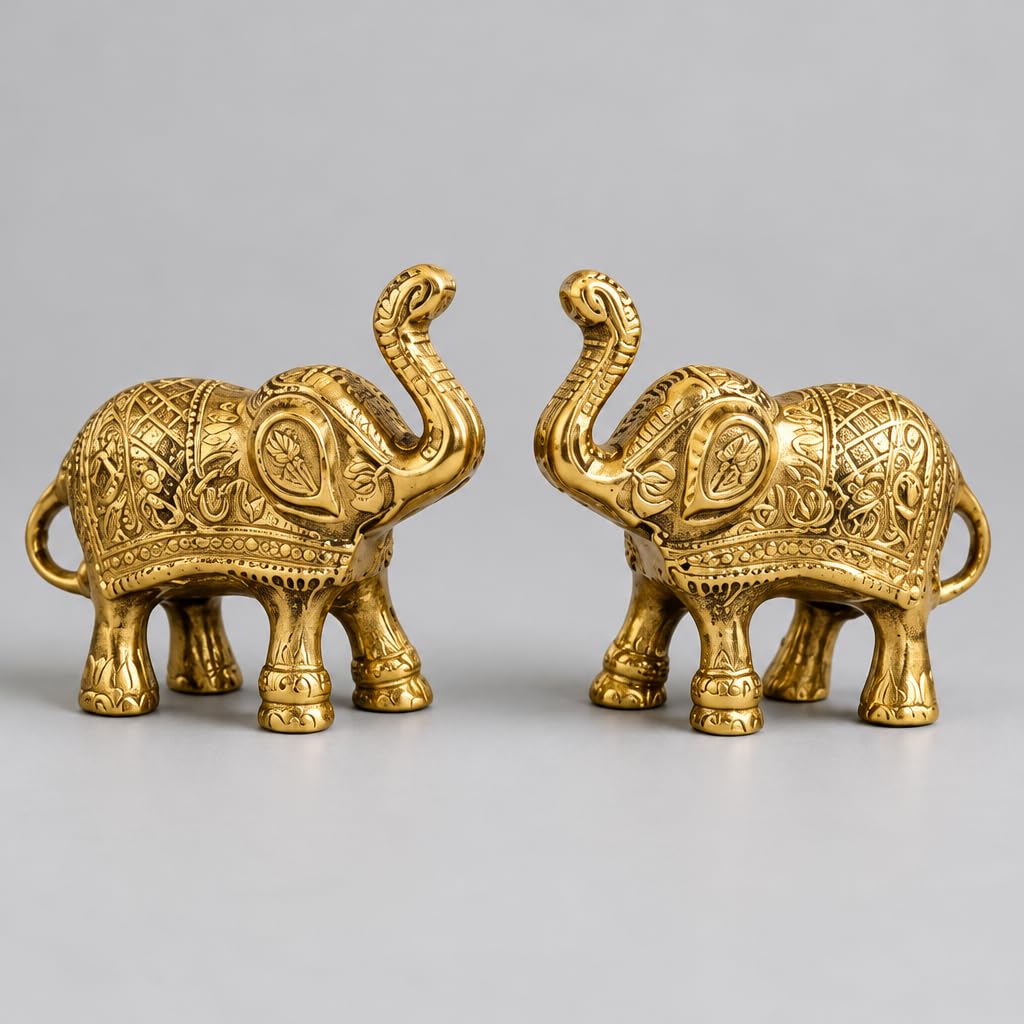 Gold Elephant Figurines Set of 2 – view 3