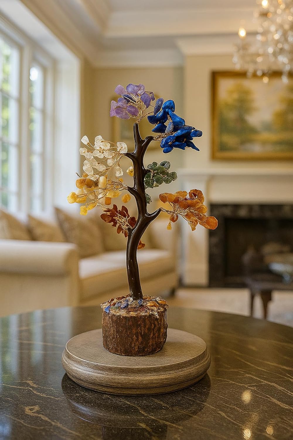 Manifested Decor 7 Chakra Crystal Tree of Life| Positive Energy, Good Luck, Chakra Activation | Natural Healing Gemstones MoneyTree Feng Shui, Spiritual Gift, Home Decor (Chakra Multicolor)