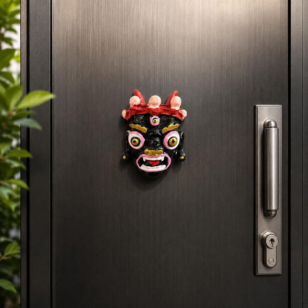 Tibetan Mahakala Mask Fridge Magnet, Resin Wall Decor
