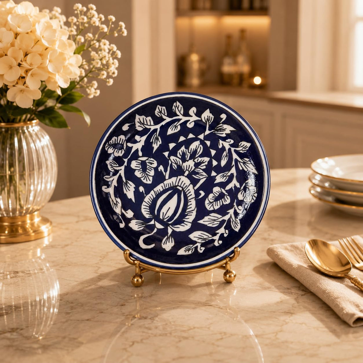 Blue and White Ceramic Decorative Plate – view 2