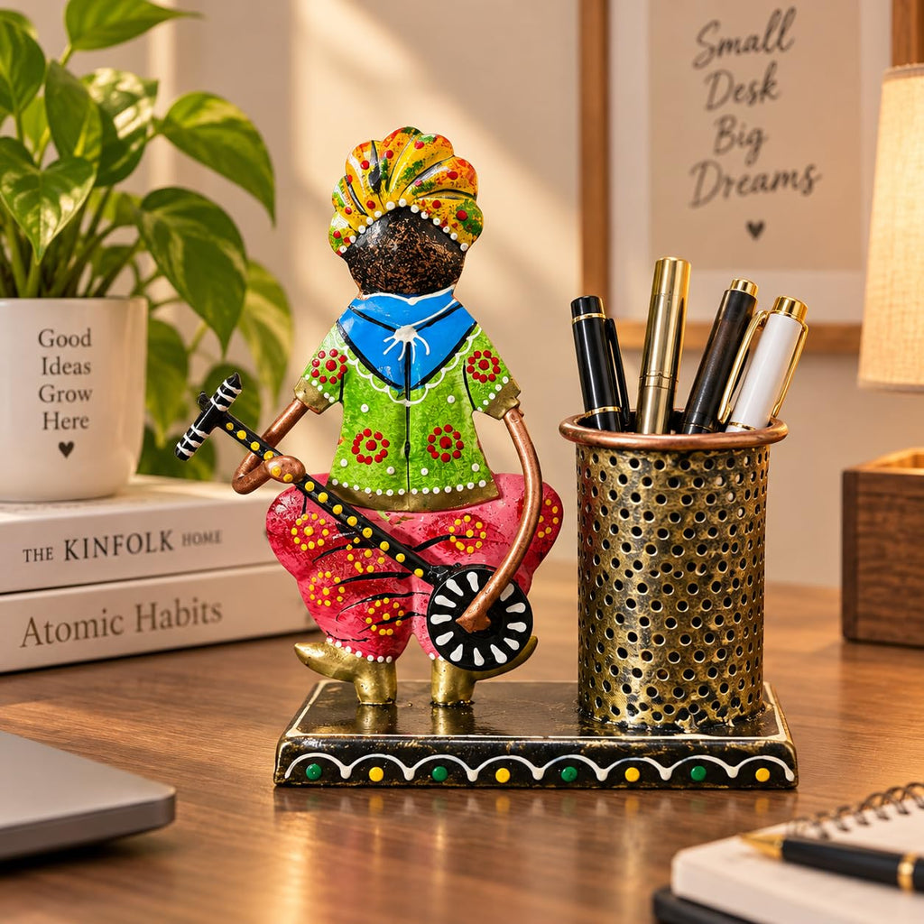 Rajasthani Musician Figurine Pen Stand – view 3