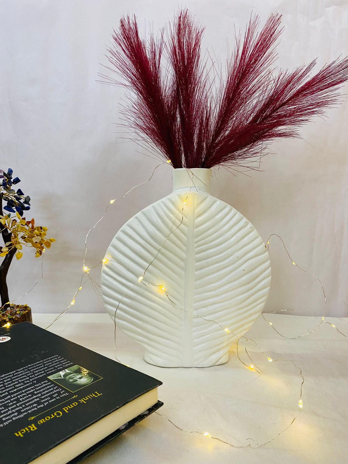 Manifested Decor - Ceramic Leaf Shape Vase - Stylish Home Decor - Perfect for Living Room, Bedroom, Office & Wedding Decoration - Centerpiece Decor