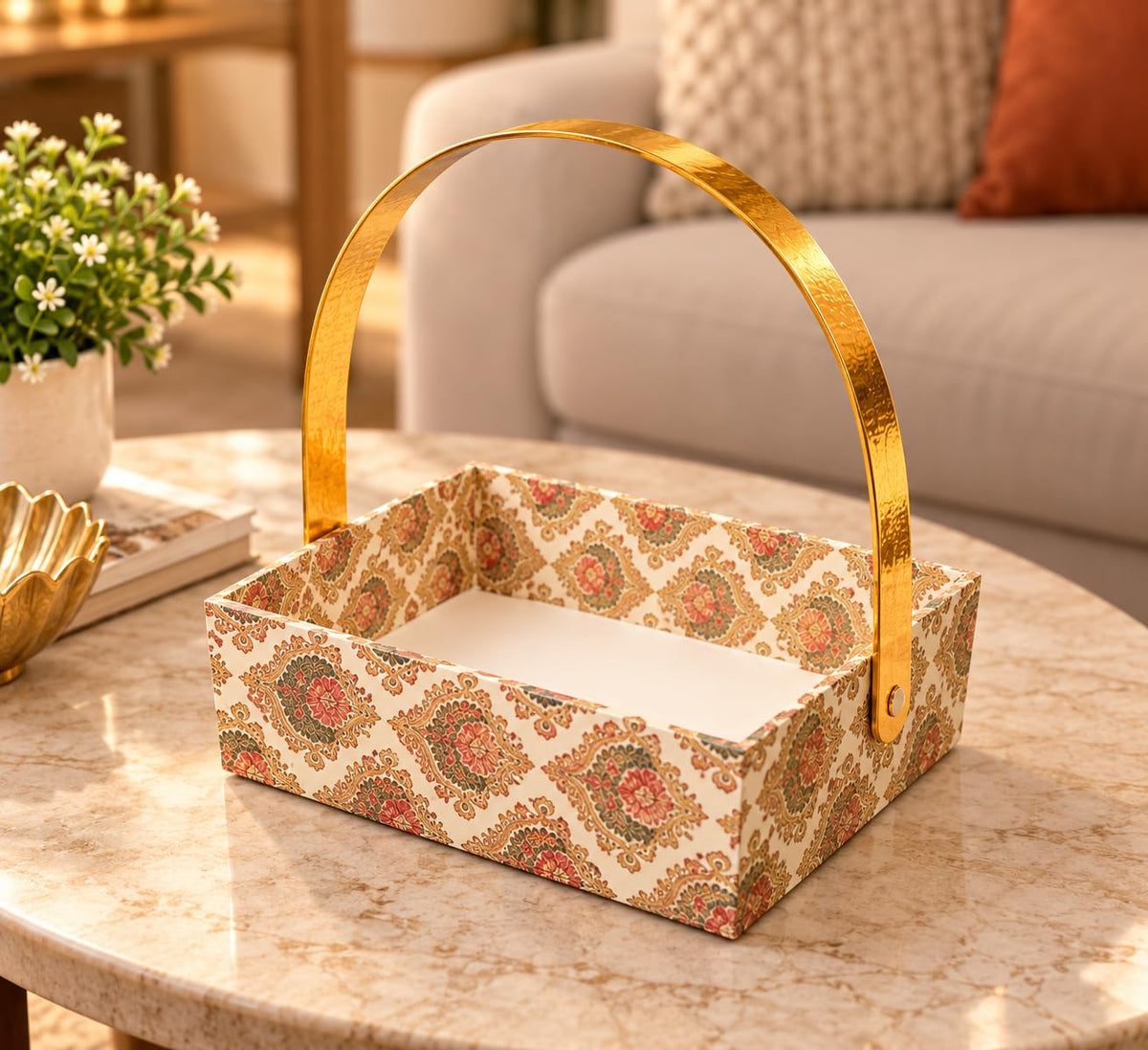Decorative Basket Tray with Gold Handle – view 3