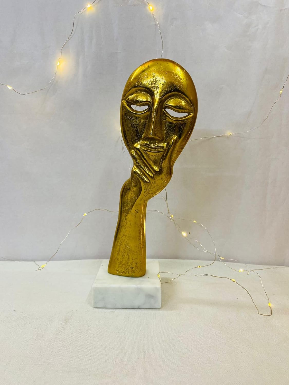 Manifested Decor - Gold Colour Woman Lady Face Decorative Showpiece Statue - Sculptures for Home Decor, Living Room, Bedroom, Office, Cafe Decoration (Set of 2)