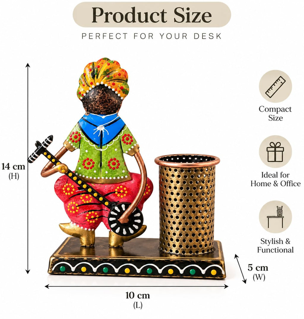 Rajasthani Musician Figurine Pen Stand – view 2