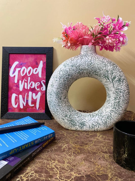 Manifested Decor - Large Ceramic White Donut Vase for Home Decor, Elegant Style, Perfect for Living Room, Bedroom, Office & Wedding Decoration